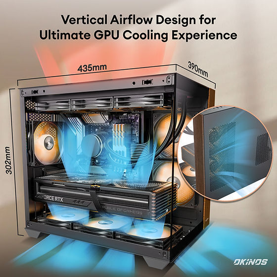 Okinos Mirage 6 ATX Mid Tower PC Case with Tempered Glass and Genuine Walnut Wood Finish, Includes 4 ARGB Fans