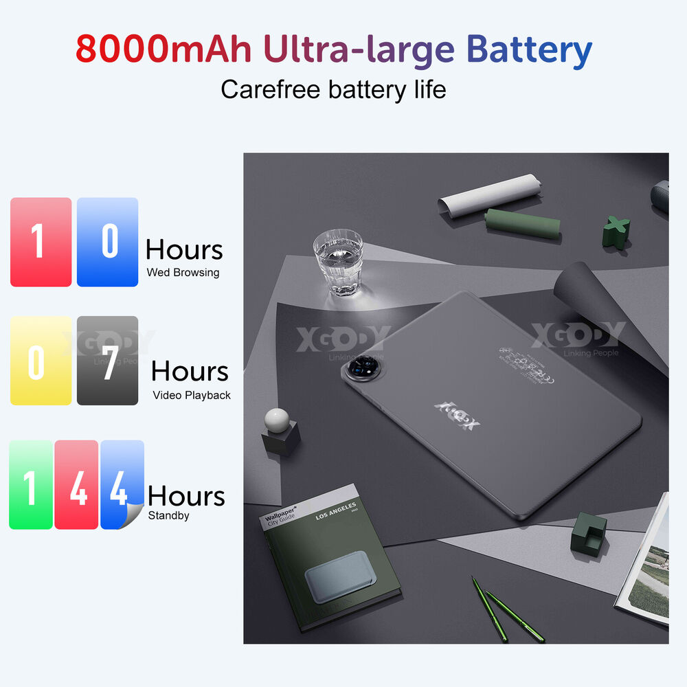 11 inch Ultra-thin 5G Tablet PC with HD Display, 16GB RAM + 256GB Storage, 8000mAh Battery, Android14, Dual WiFi