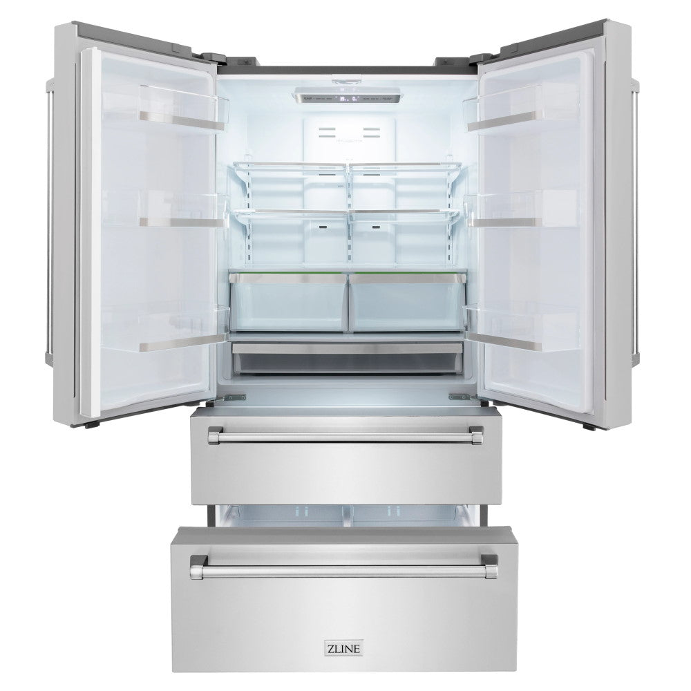 ZLINE 36 French Door Refrigerator with Ice Maker in Fingerprint Resistant Stainless Steel