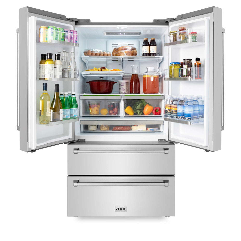 ZLINE 36 French Door Refrigerator with Ice Maker in Fingerprint Resistant Stainless Steel