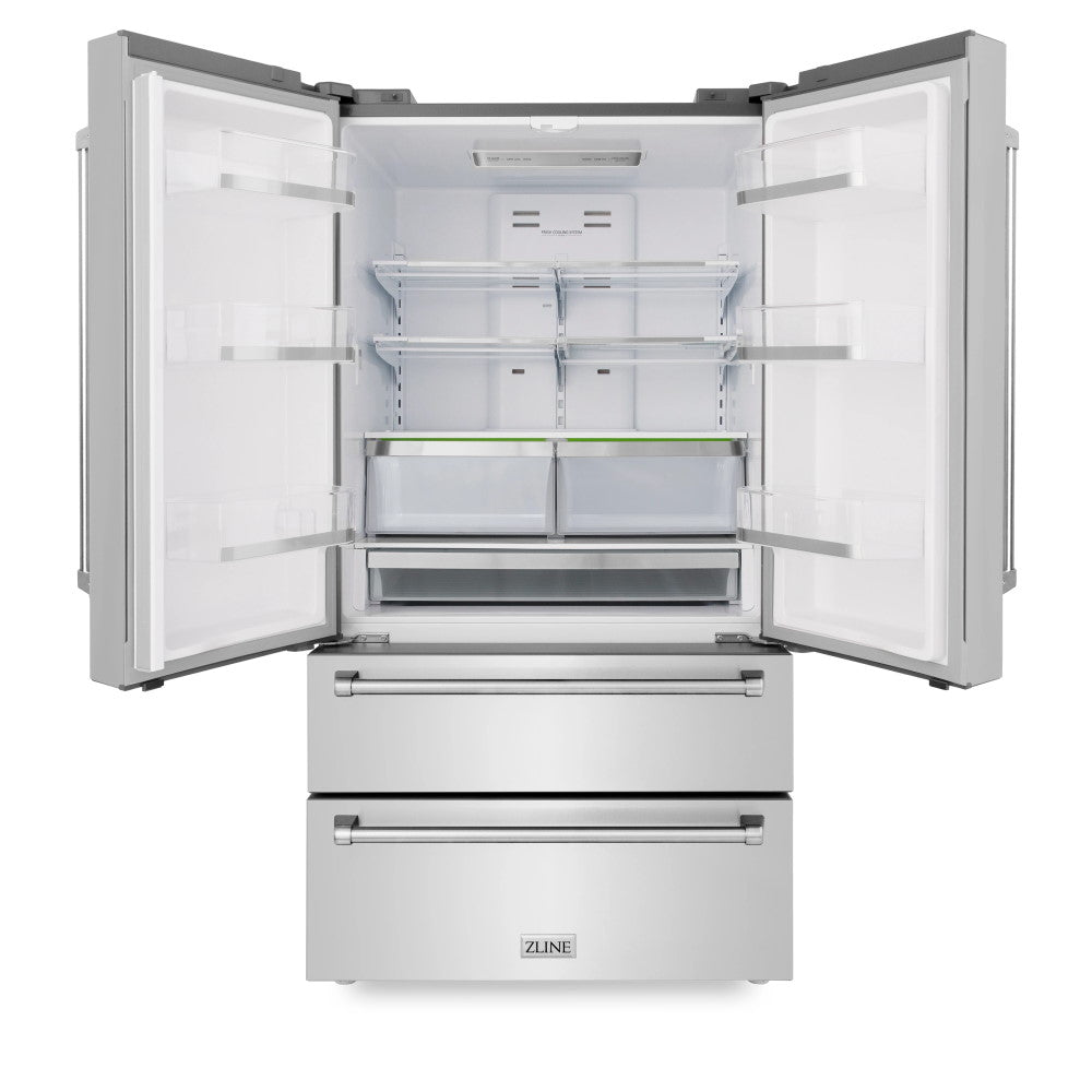 ZLINE 36 French Door Refrigerator with Ice Maker in Fingerprint Resistant Stainless Steel