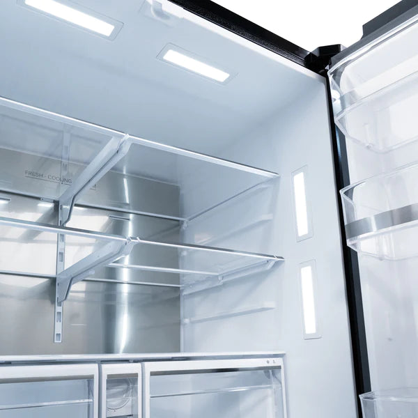 ZLINE 36 in. Black Stainless Steel French Door Refrigerator with Dual Ice Maker