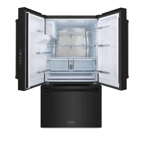 ZLINE 36 in. Black Stainless Steel French Door Refrigerator with Dual Ice Maker