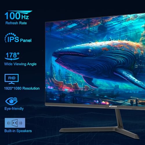 SANSUI 27" Full HD IPS Gaming Monitor with 100Hz, FreeSync, and Built-in Speakers