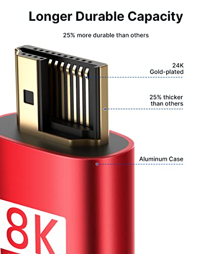 JSAUX 8K HDMI 2.1 Cables - High-Speed 48Gbps, Dual Pack, 6ft