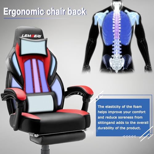 LEMBERI Ergonomic Big and Tall Gaming Chair with Footrest