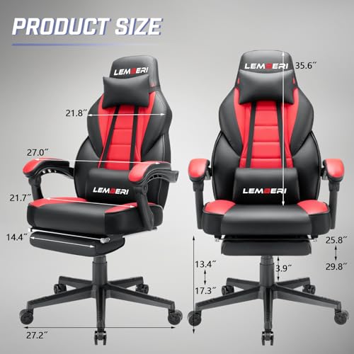 LEMBERI Ergonomic Big and Tall Gaming Chair with Footrest
