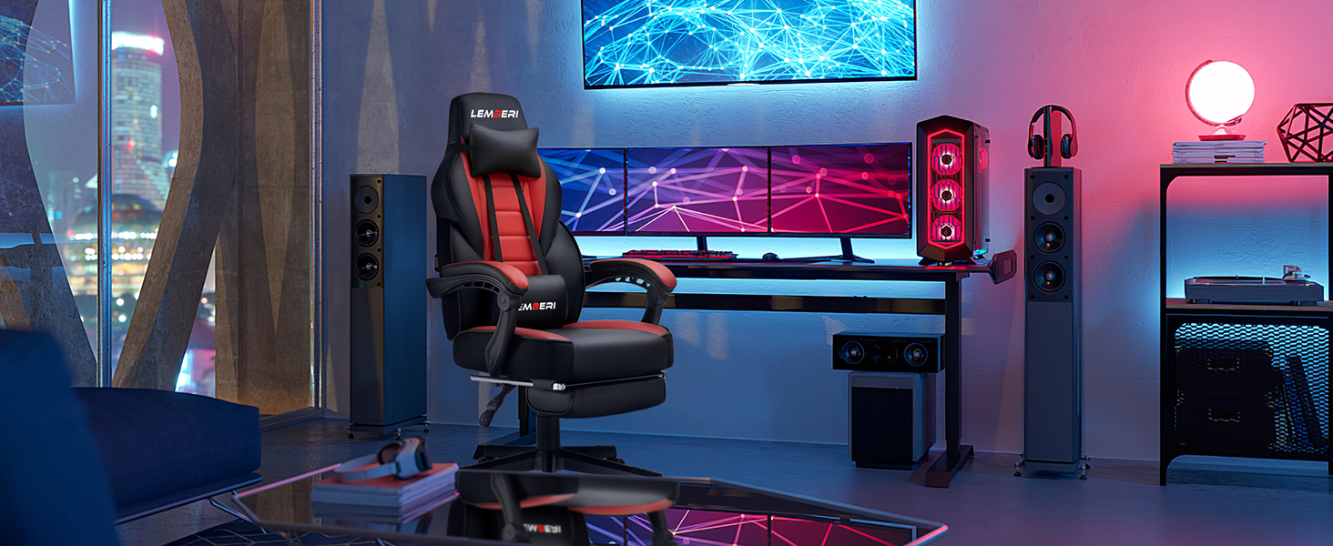LEMBERI Ergonomic Big and Tall Gaming Chair with Footrest