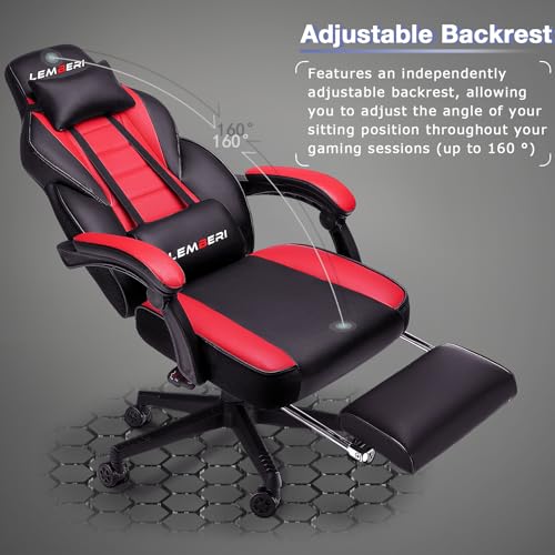 LEMBERI Ergonomic Big and Tall Gaming Chair with Footrest