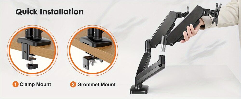 Ergonomic Dual Monitor Stand with 360° Swivel and C-Clamp Mount