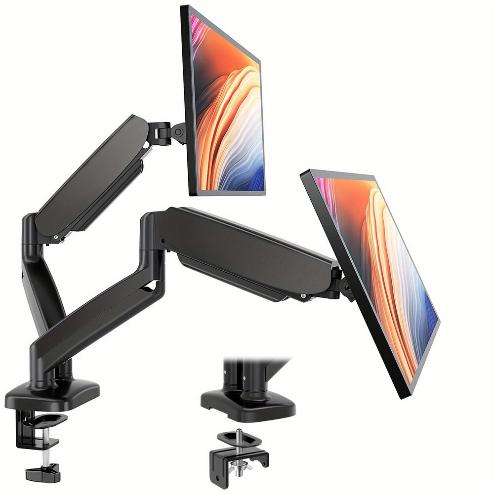 Ergonomic Dual Monitor Stand with 360° Swivel and C-Clamp Mount