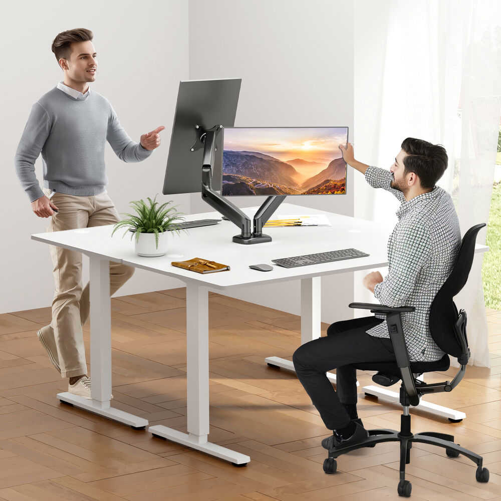 Ergonomic Dual Monitor Stand with 360° Swivel and C-Clamp Mount