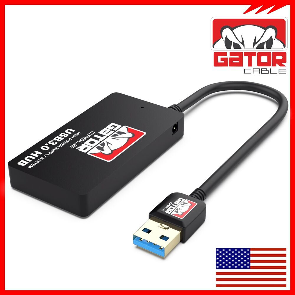 4-Port USB 3.0 Hub with Charger - High-Speed Connectivity for Multiple Devices
