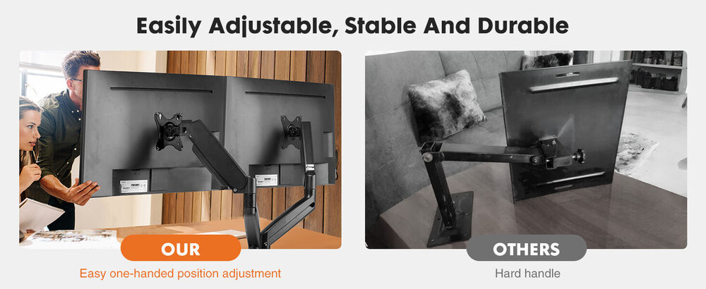 Ergonomic Dual Monitor Stand with 360° Swivel and C-Clamp Mount