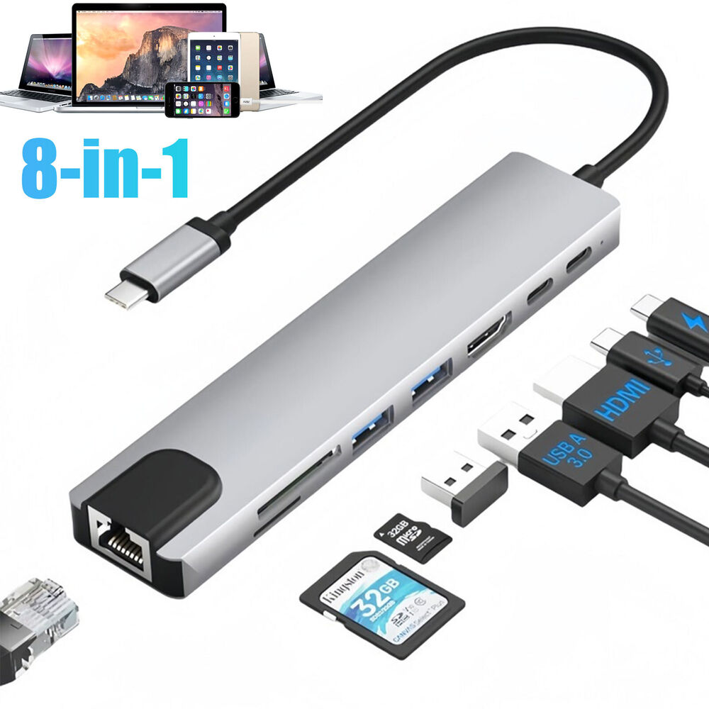8-in-1 USB-C Hub for Enhanced Connectivity and Versatility