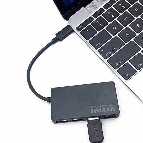 4-Port USB 3.0 Hub with Power Adapter for Enhanced Connectivity