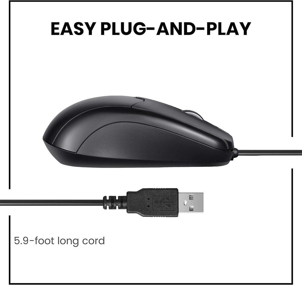 Precision USB Wired Optical Mouse with Scroll Wheel