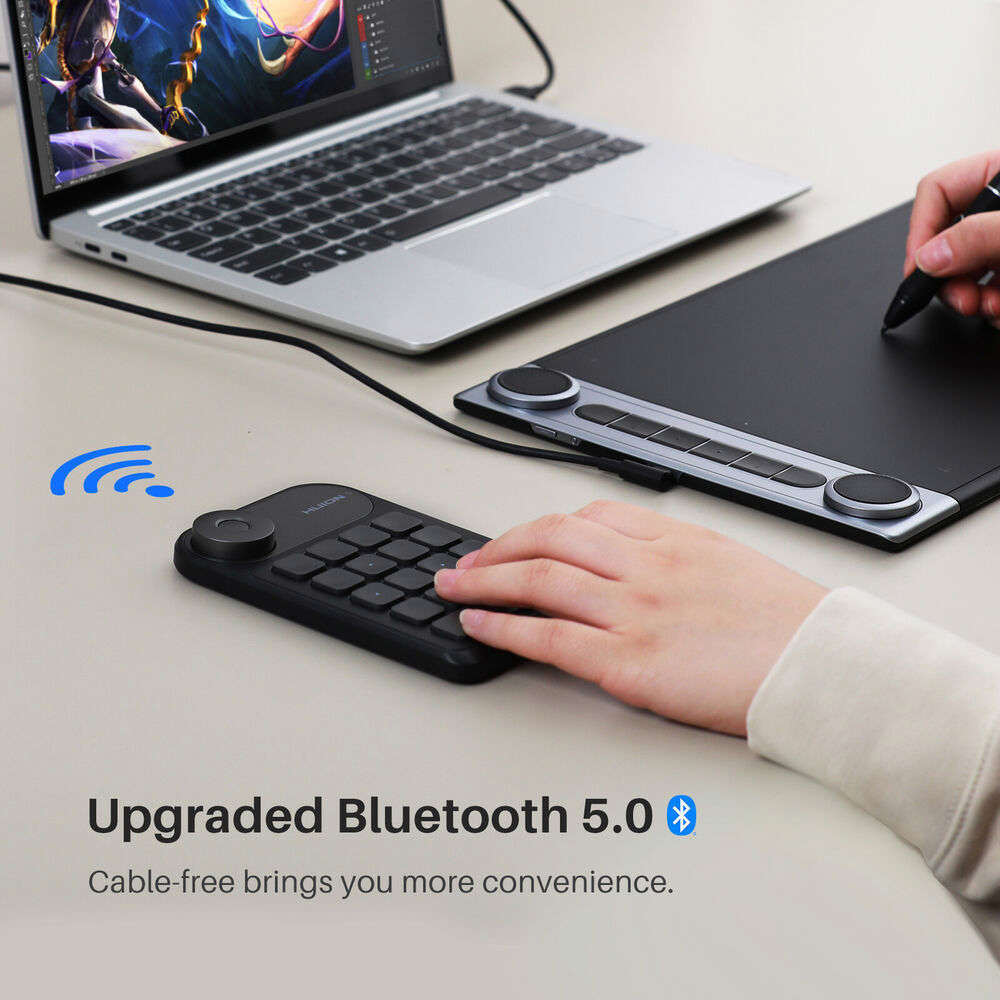 HUION Keydial Mini Bluetooth Programmable Keypad with Dial