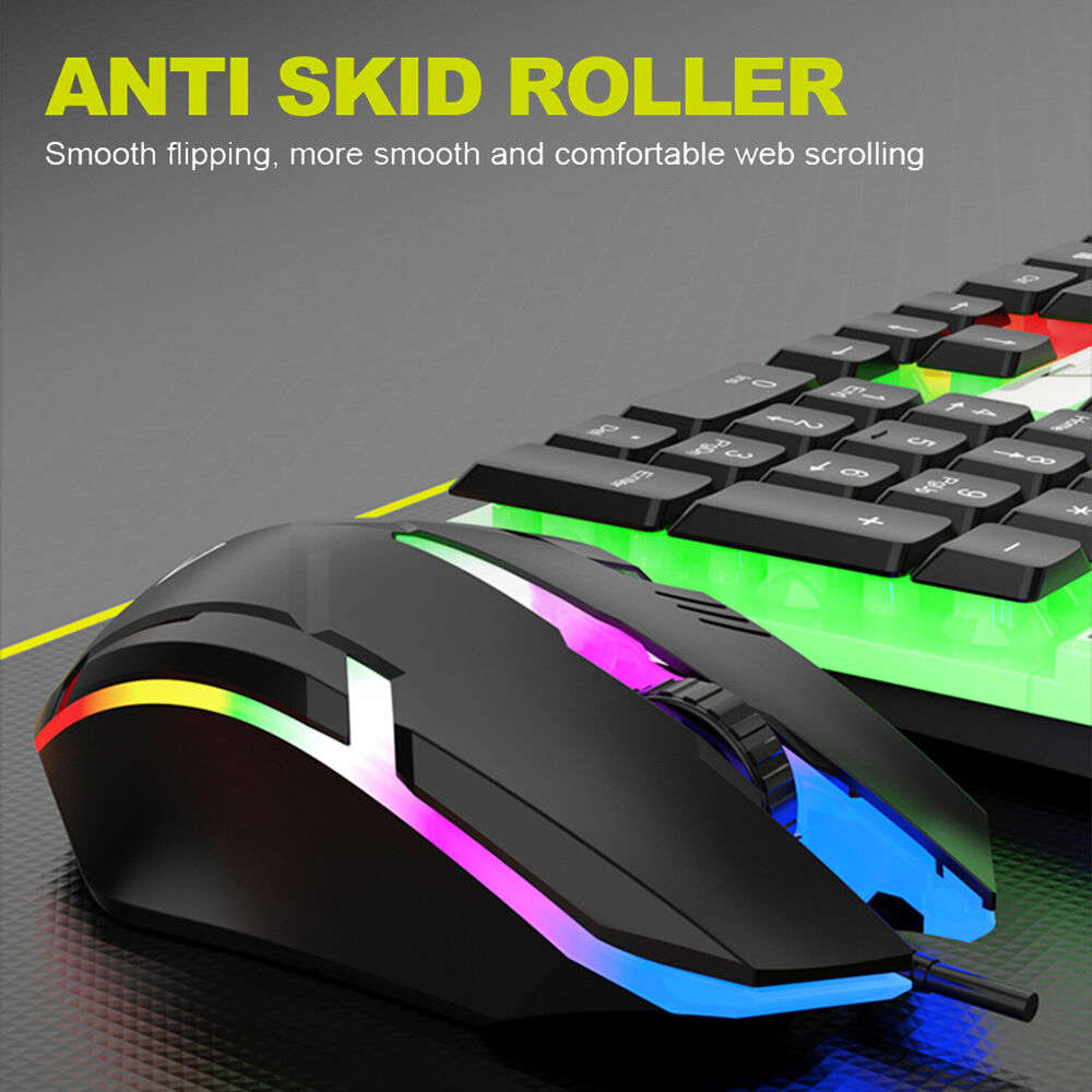 Premium RGB LED Rainbow Backlit Mechanical Gaming Keyboard and Mouse Combo