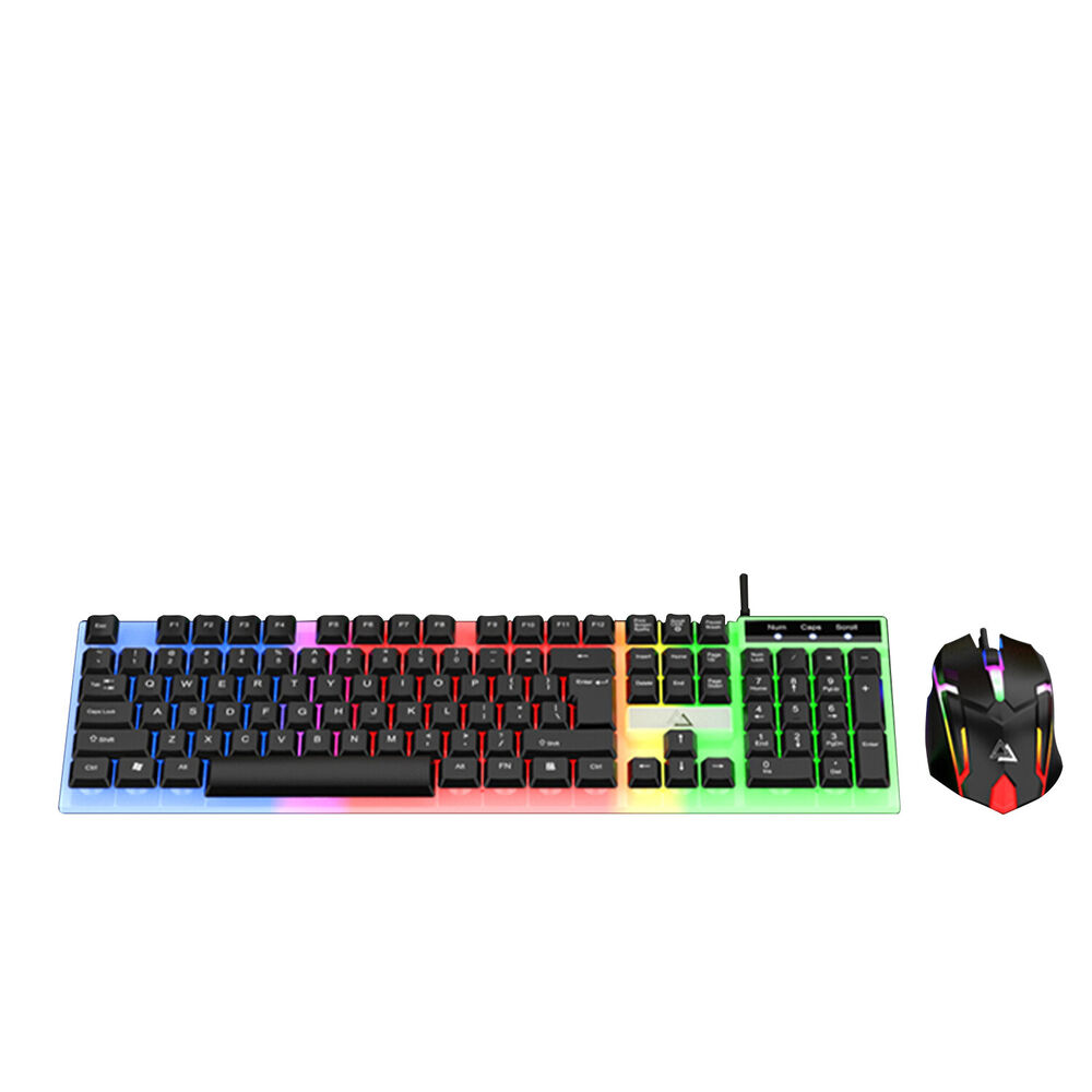 Premium RGB LED Rainbow Backlit Mechanical Gaming Keyboard and Mouse Combo