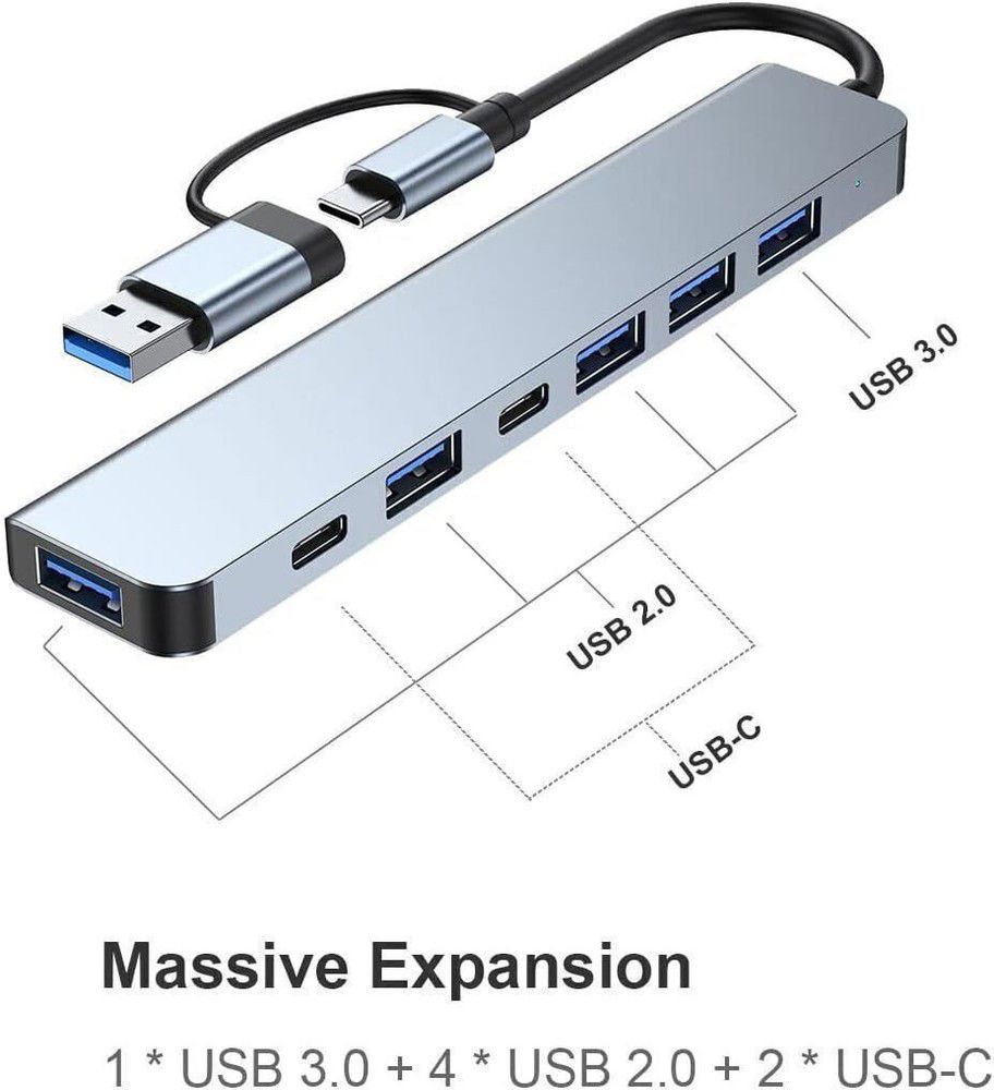 7-in-1 USB-C Hub Adapter Dock with Enhanced Connectivity