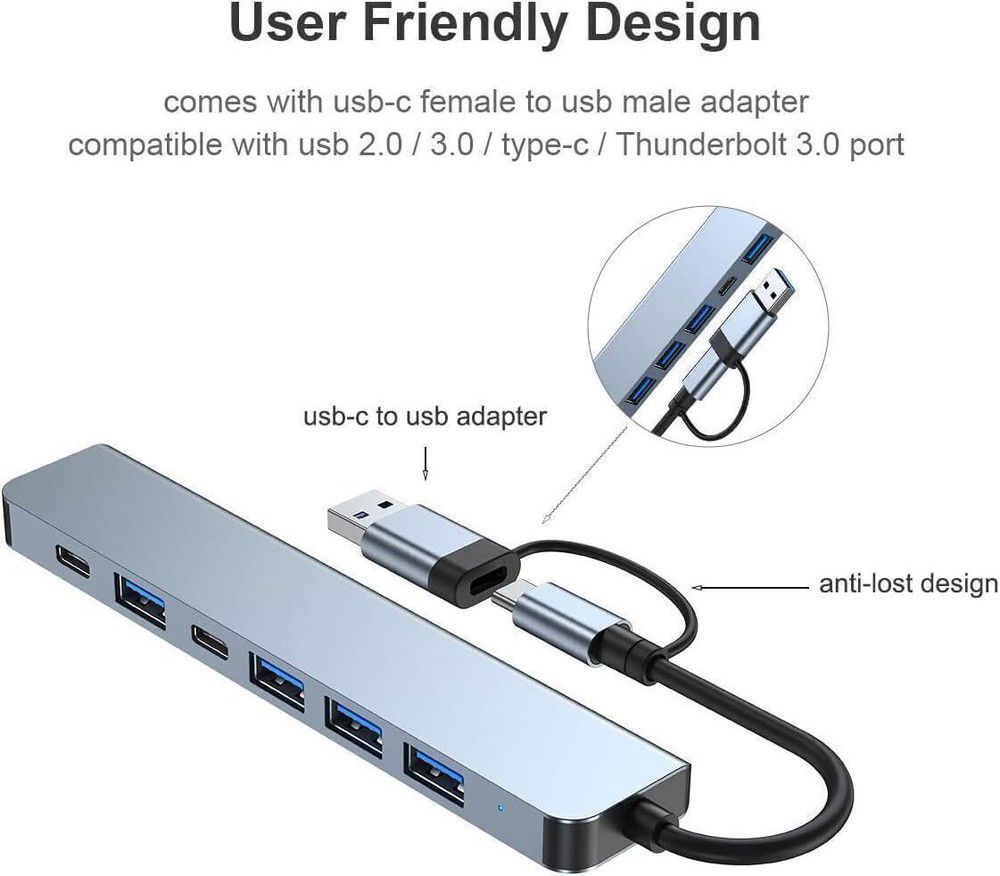 7-in-1 USB-C Hub Adapter Dock with Enhanced Connectivity
