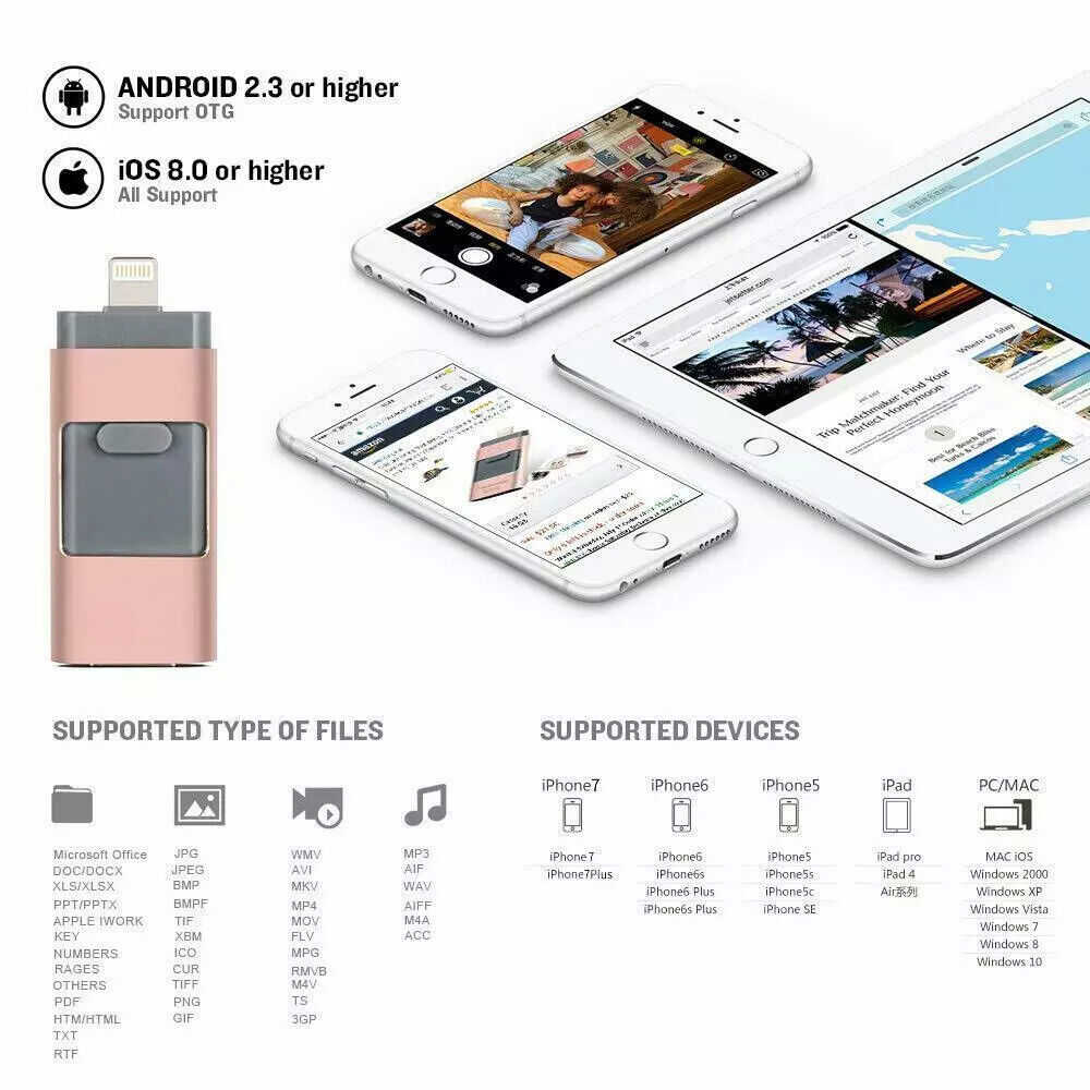 1/2TB USB 3.0 Flash Pen Drive for iPhone, iPad, and PC