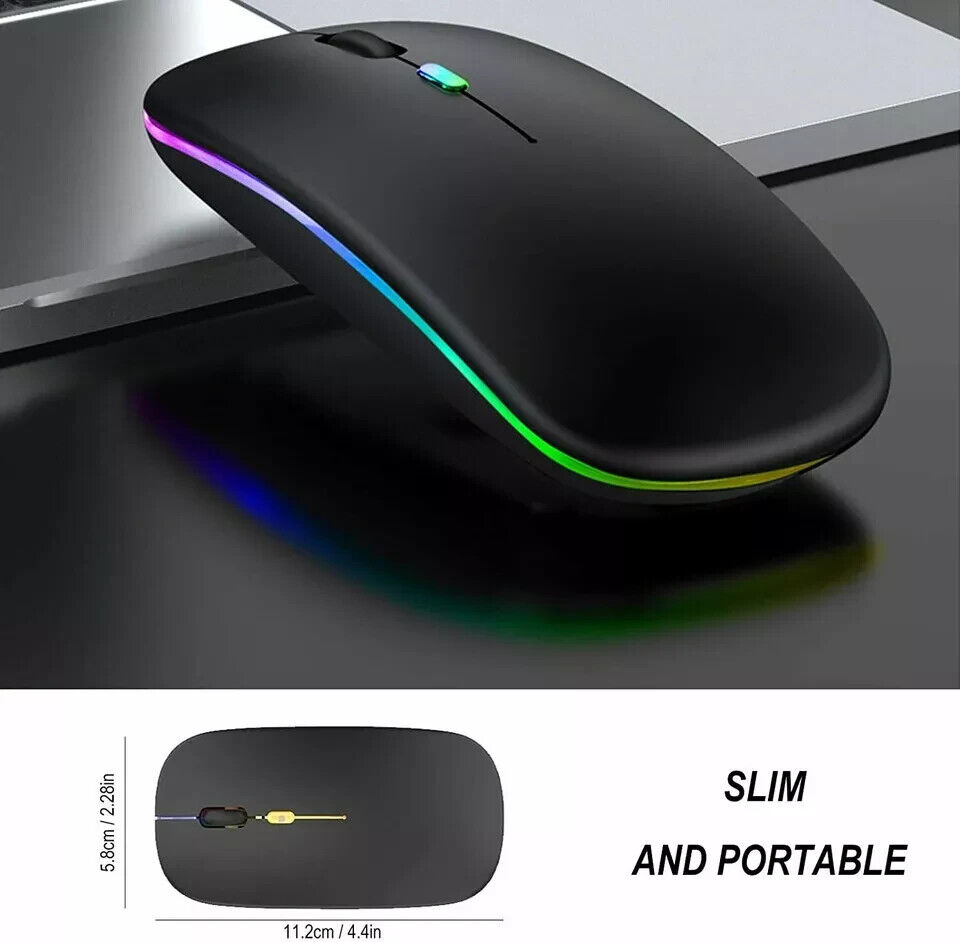2.4GHz Wireless Optical Mouse with USB Rechargeable and RGB for PC and Laptop