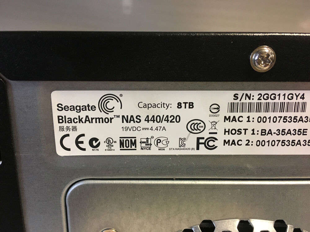 Seagate BlackArmor NAS 400/440 Network Storage Server with 8TB HDDs - Tested