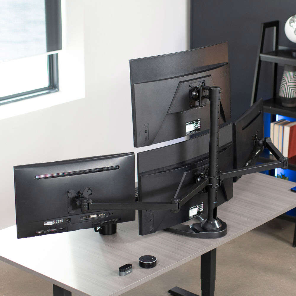 VIVO Steel Adjustable 3+1 Quad Monitor Stand