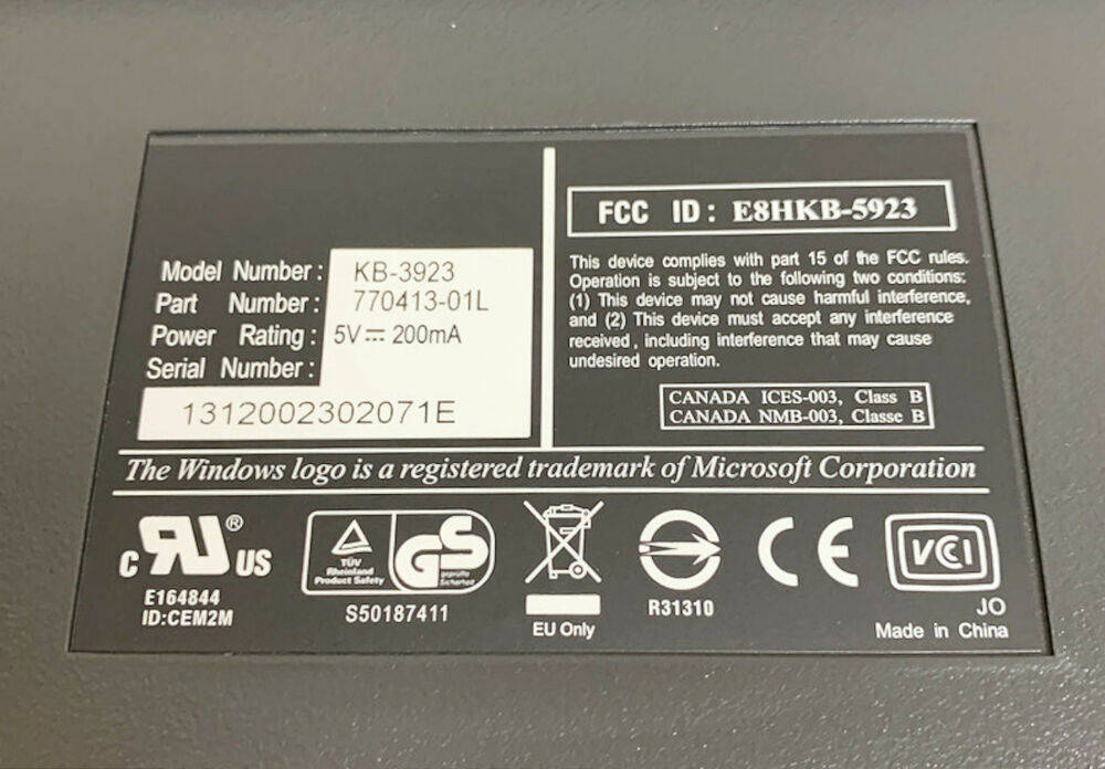 OEM Wyse Dell KB-3923 Black 104-Key Keyboard