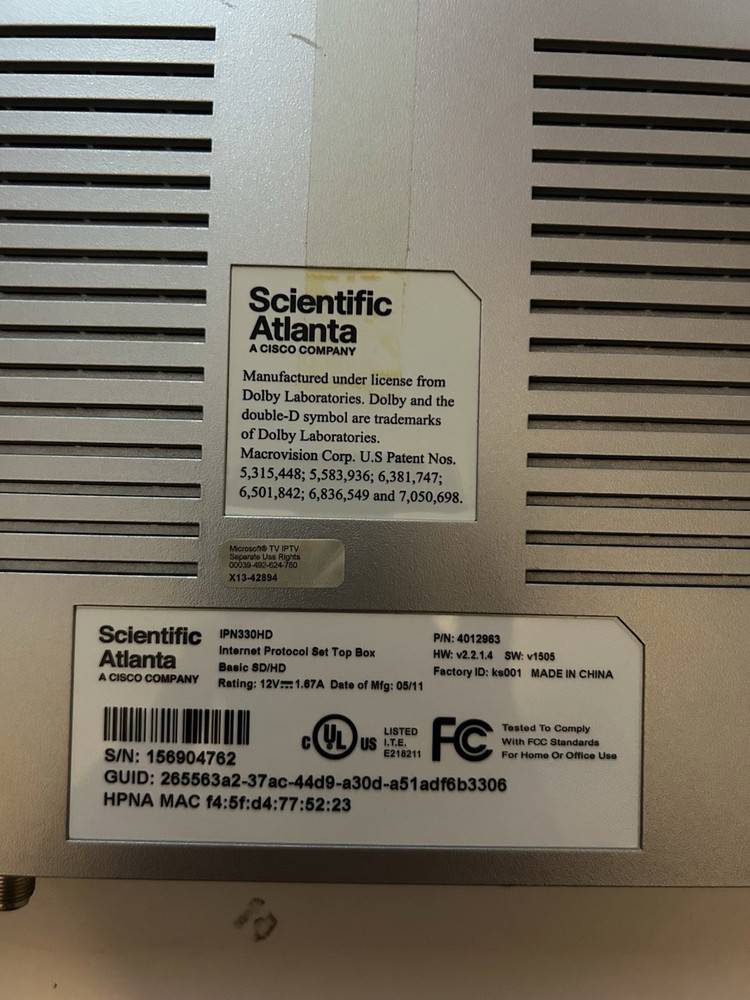 AT&T [Lot of 2] - Scientific Atlanta IP Set Top Box - USED NOT TESTED