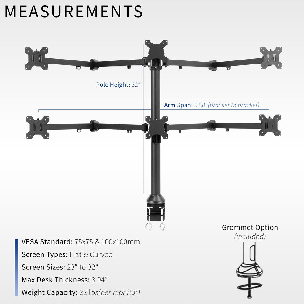 VIVO Steel Hex Monitor Desk Mount Adjustable Stand for Six Screens