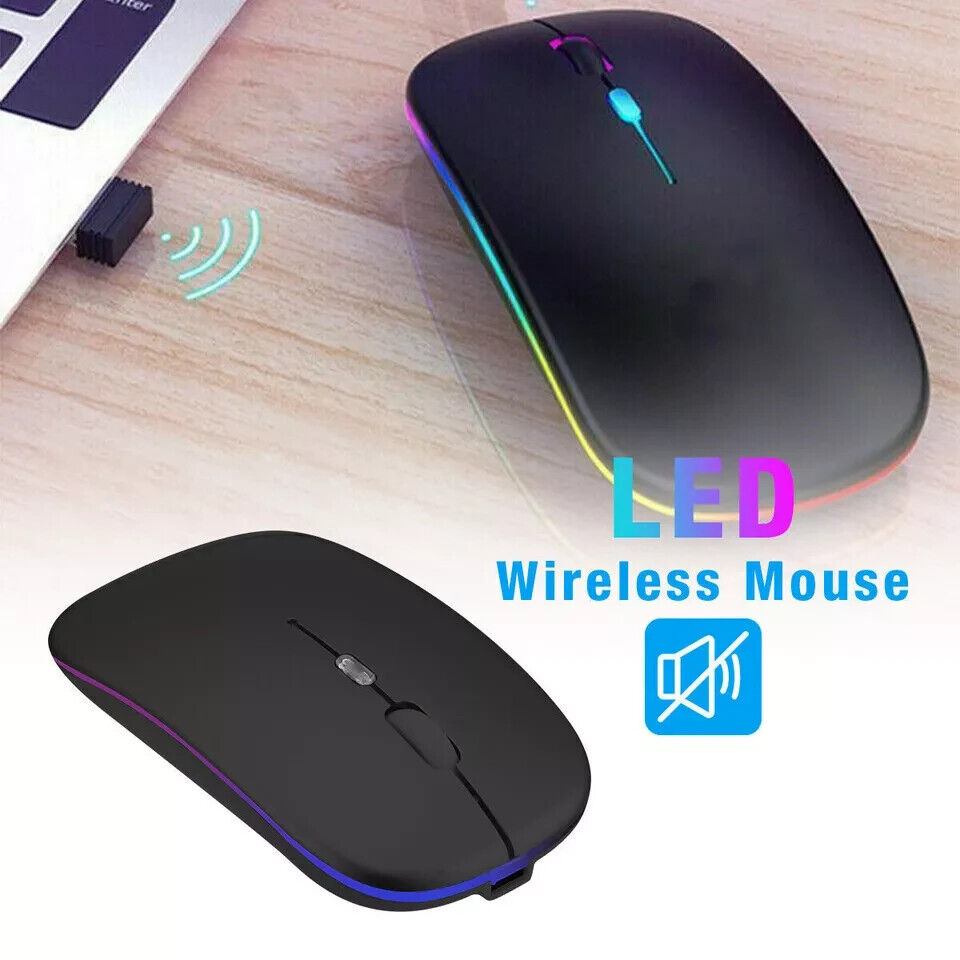 2.4GHz Wireless Optical Mouse with USB Rechargeable and RGB for PC and Laptop