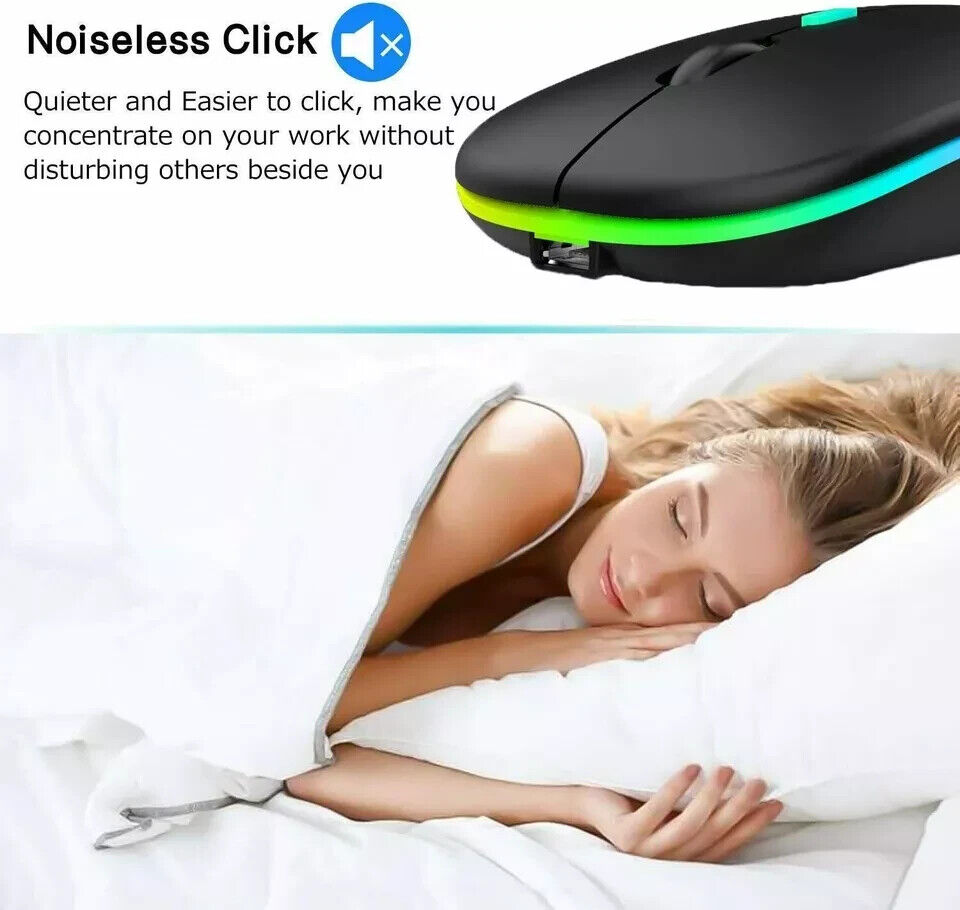 2.4GHz Wireless Optical Mouse with USB Rechargeable and RGB for PC and Laptop
