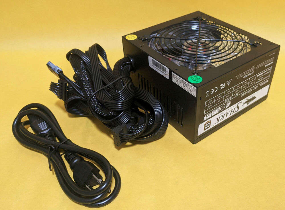 SHARK 1000W Blue LED Fan PCIE Gaming PC Silent ATX 12V Power Supply SATA PSU